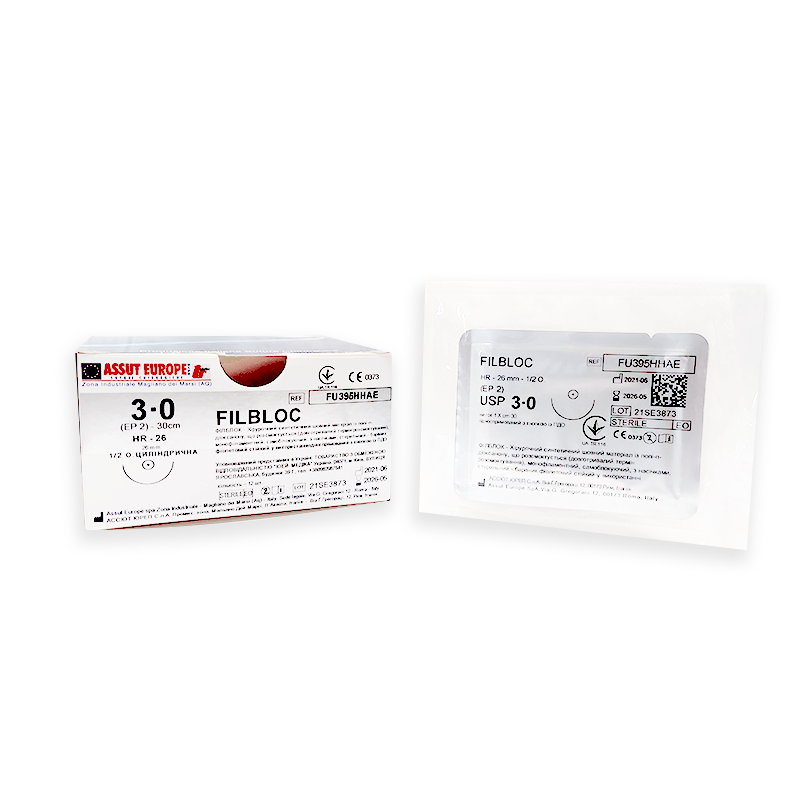 ФІЛБЛОК 90 (полі-гліколід-со-ε-капролактон) USP 2/0 25 см голка 26 мм колюча 1/2